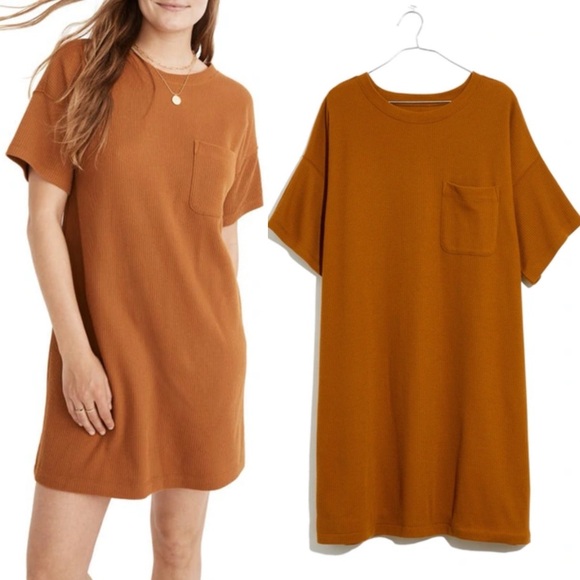 Madewell Dresses & Skirts - Madewell Patch Pocket Rib T-shirt Dress Golden Pecan 1X